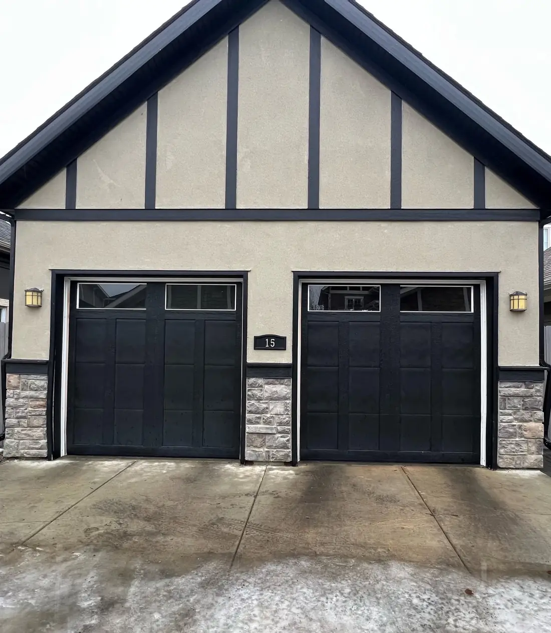 Before: two single carriage-style garage doors