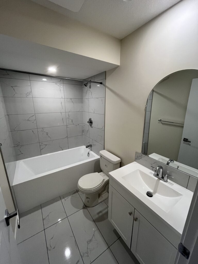 custom bathroom in new basement